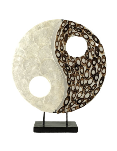 Lampe Exotique motif Yin Yang ⌀30cm Nacre & Bambou | À équiper