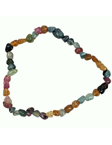 Bracciale tormalina multicolore naturale, pietre burattate di qualità AAA