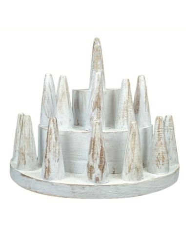 Porta-anelli / espositore per anelli (13 coni) in legno massello bianco spazzolato