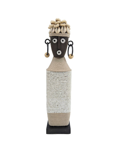 Timor Village Statue - White Beads and Shells on White