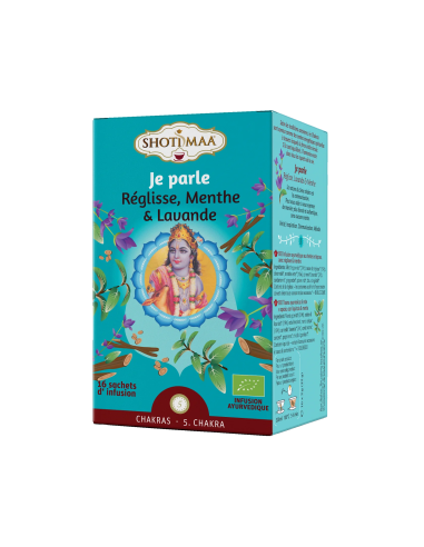 Infuso ayurvedico biologico Shoti Maa "Io parlo" con liquirizia, menta, lavanda.