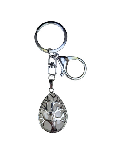 Natural Rock Crystal & Tree of Life Key Ring / Bag Charm