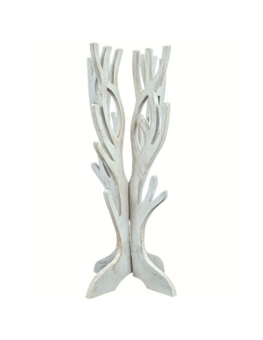 Gioielli albero per collane, bracciali, orologi in legno massello finitura bianco spazzolato