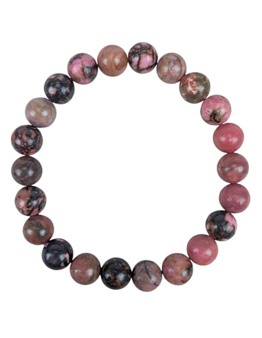 Natural Rhodonite Bracelet - 8mm Balls