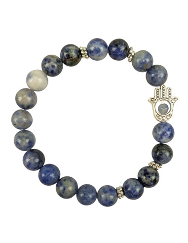 Bracciale Sodalite - Mano di Fatma - Palline da 8mm