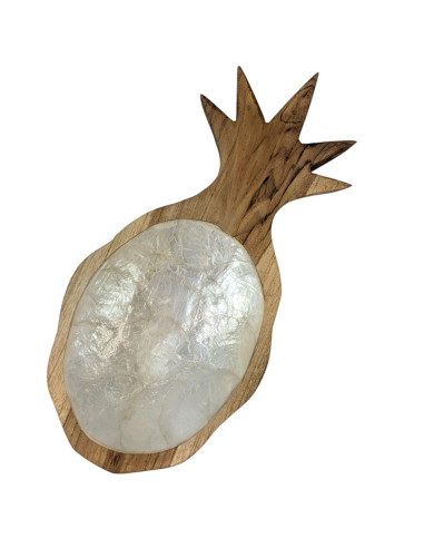 Vide-poche original forme Ananas en bois et marqueterie de nacre