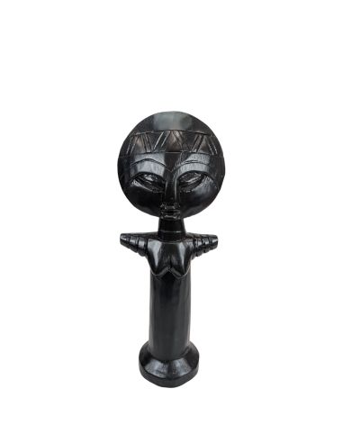 Poupée de Fécondité Ashanti Akua'ba 30cm - Bois Noir