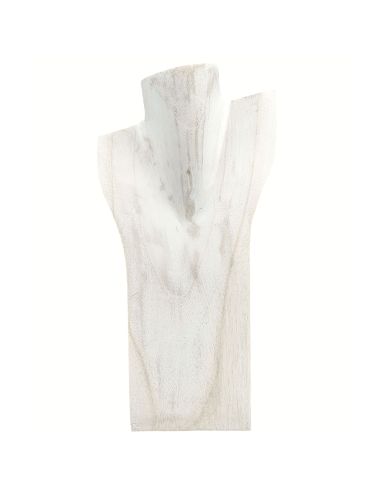 Espositore busto con collane in legno massello cerato bianco 30cm