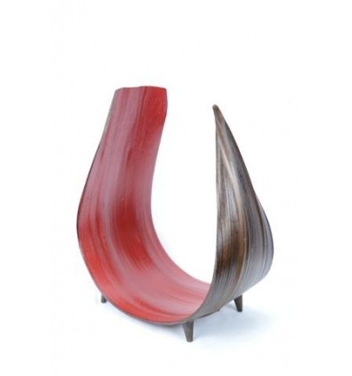 Coupe, déco de table en feuille de cocotier recourbée  couleur rouge et chocolat