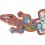 Gecko Margouillat Salamandre mural 60cm - Mosaique de verre rouge multicolore
